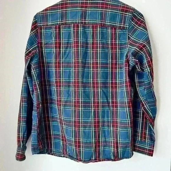L.L. Bean Plaid Blue Button Down Preppy Prep Western Country Cotton Shirt Small - Picture 5 of 5